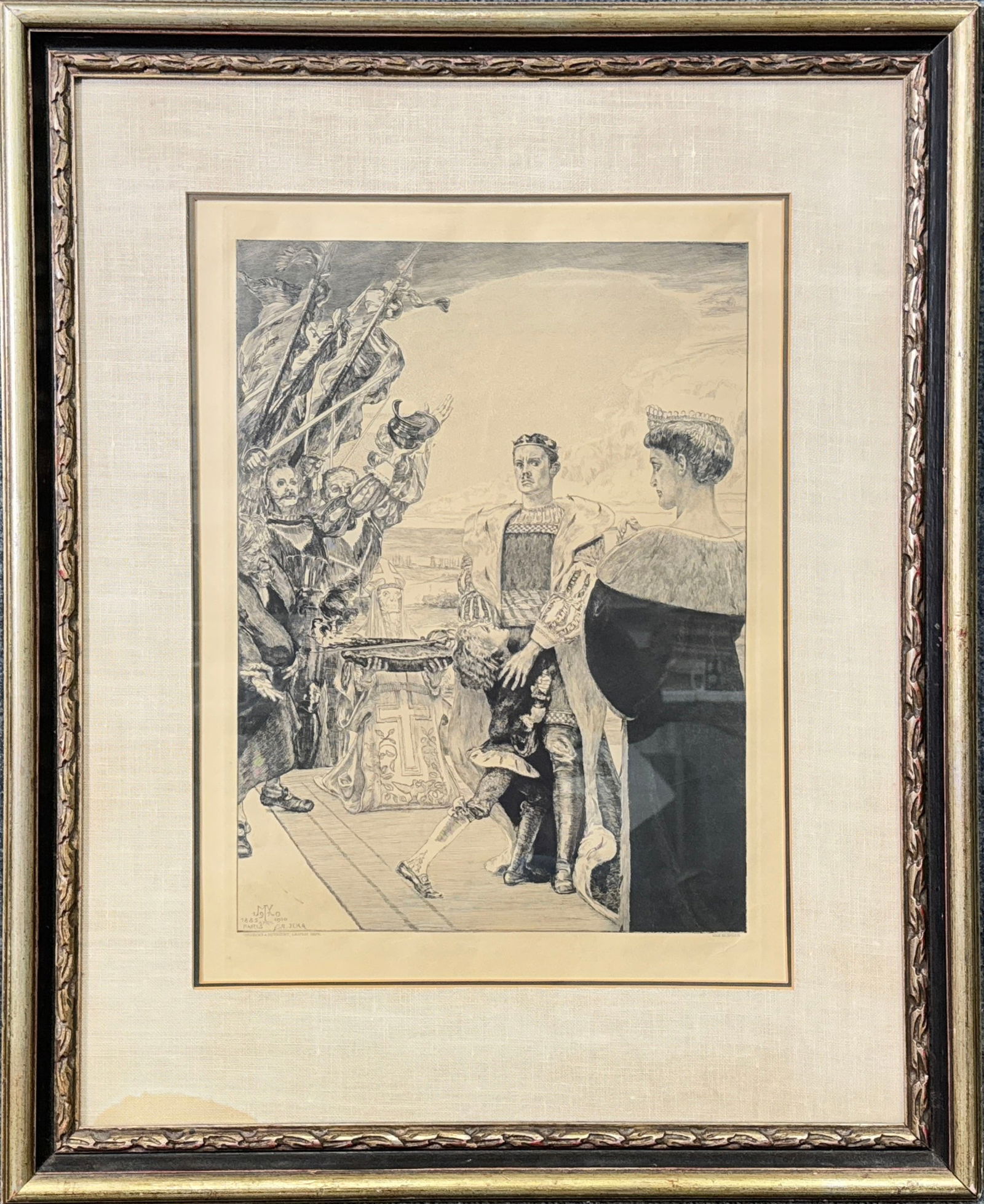 Etching by Max Klinger, titled "Herrscher": Etching by Max Klinger (German, 1857-1920), Herrscher, 1910, plate II from the series Vom Tode Zweiter Teil published by Giesecke & Devrient. Signed in plate lower left and titled on verso.&n