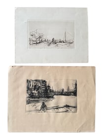 Two Etchings, Whistler & Rembrandt