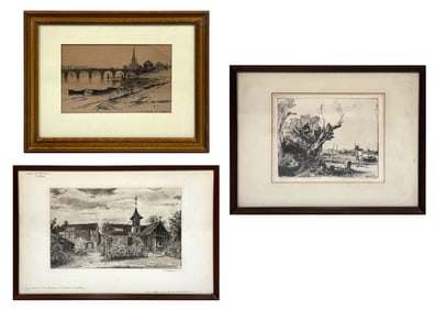 Three Etchings: Rembrandt, Cameron, Jacque