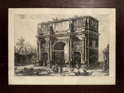 Giovanni Battista Piranesi, View of the Arch of Constantine: Giovanni Battista Piranesi, Italian, 1720-1778, Vedute di Roma, Arch of Constantine, etching after Piranesi, From the Views of Ancient Rome, View of the Arch of ConstantineDimensions: 28 x
