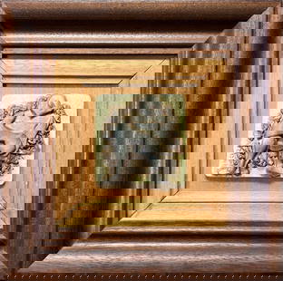 Ceramic Relief Sculpture by Zohar Guri: Ceramic relief sculpture by Zohar Guri mounted to wood board and framed.Frame Dimensions: 10" x 10 1/2"Plaque Dimensions: 3 3/4" x 3 3/4" 