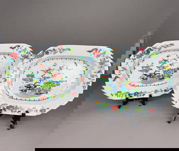 Pair of Spode Stone China Platters: Pair of Spode Stone China platters, Willis pattern. Dimensions: 15" x 11"