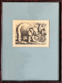 Wenceslaus Hollar, Elephant and Camel, Reverse Copy
