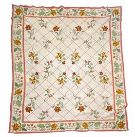 Hand-Woven Floral Needlepoint Rug