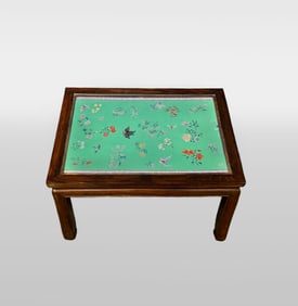 Chinese Famille Verte Porcelain Plaque Inset Table