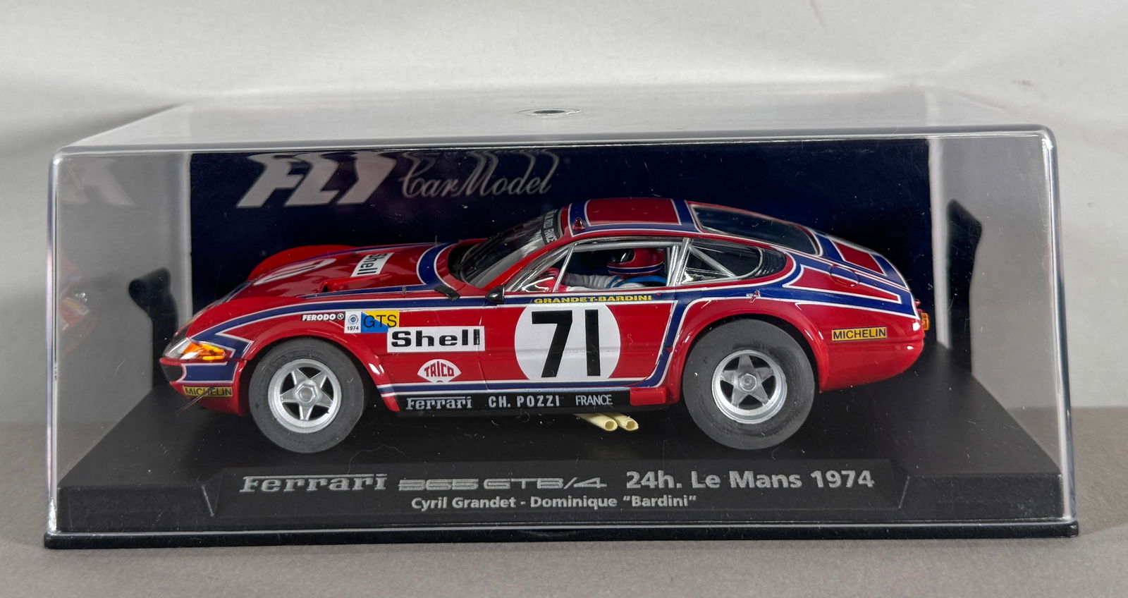 Fly Car Model Ferrari 365 GTB/4 Le Mans 1974 Grandet-Bardini #71 Shell 1/32 Slot Car (1 of 6)
