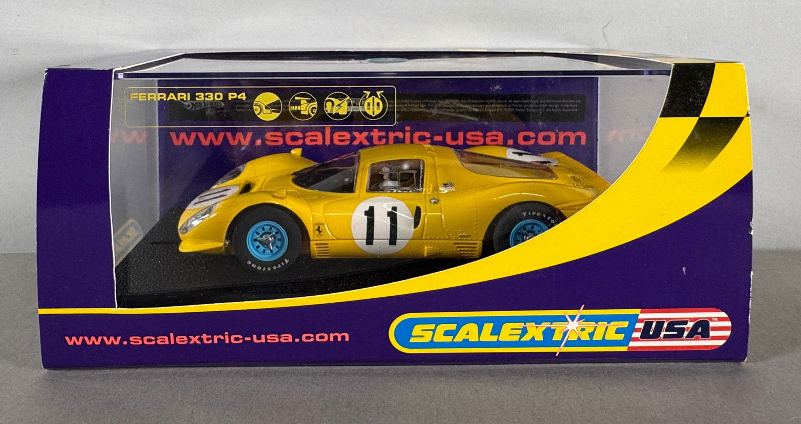 Scalextric USA Ferrari 330 P4 Yellow #11 1/32 Slot Car (1 of 6)