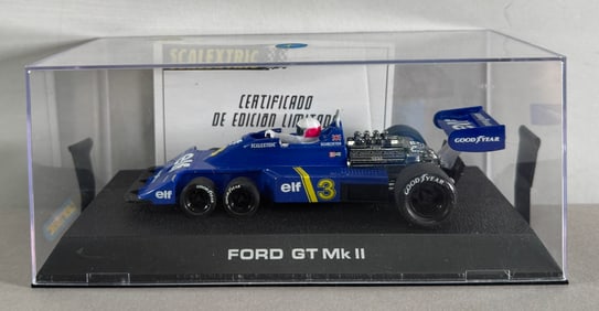 Scalextric Ford GT Mk II Tyrrell P-34 Six Wheeler #3 Elf-Good Year 1/32 Slot Car