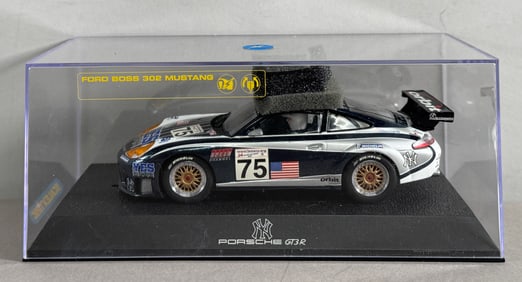 Scalextric Porsche GT3 R - Ford Boss 302 Mustang  #75 Yes New York - Orbit 1/32 Slot Car