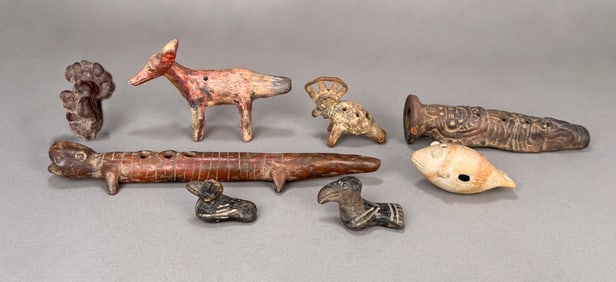 Group of Pre-Columbian Pottery Whistles & Flutes