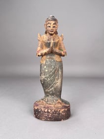 Burmese Polychrome Carved Adorant