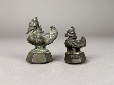 Two Burmese Bronze Opium Weights