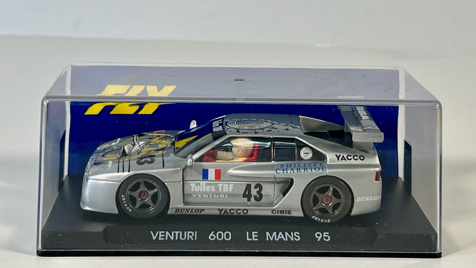 Fly Venturi 600 Le Mans 95 #43 1/32 Slot Car: Fly Venturi 600 Le Mans 95 #43 Tuiles TBF 1/32 Slot Car. Reference #A12, with original case. *In-house Shipping Available*