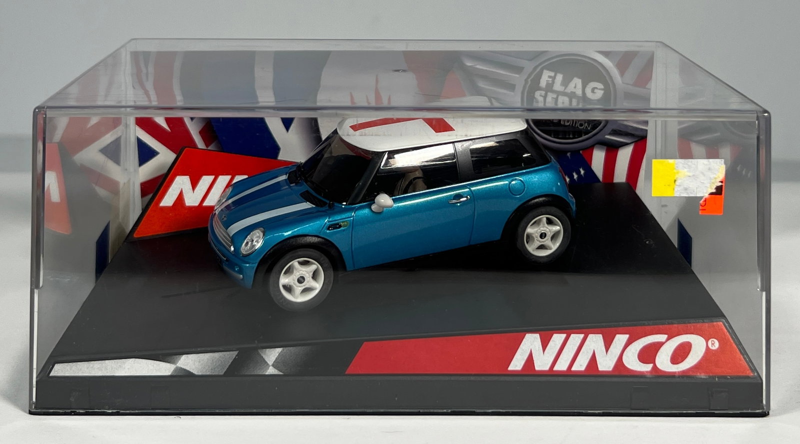 NINCO Mini Cooper England Flag Series 1/32 Slot Car: NINCO Mini Cooper England Flag Series 1/32 Slot Car. Reference #50311, with original case. *In-house Shipping Available*