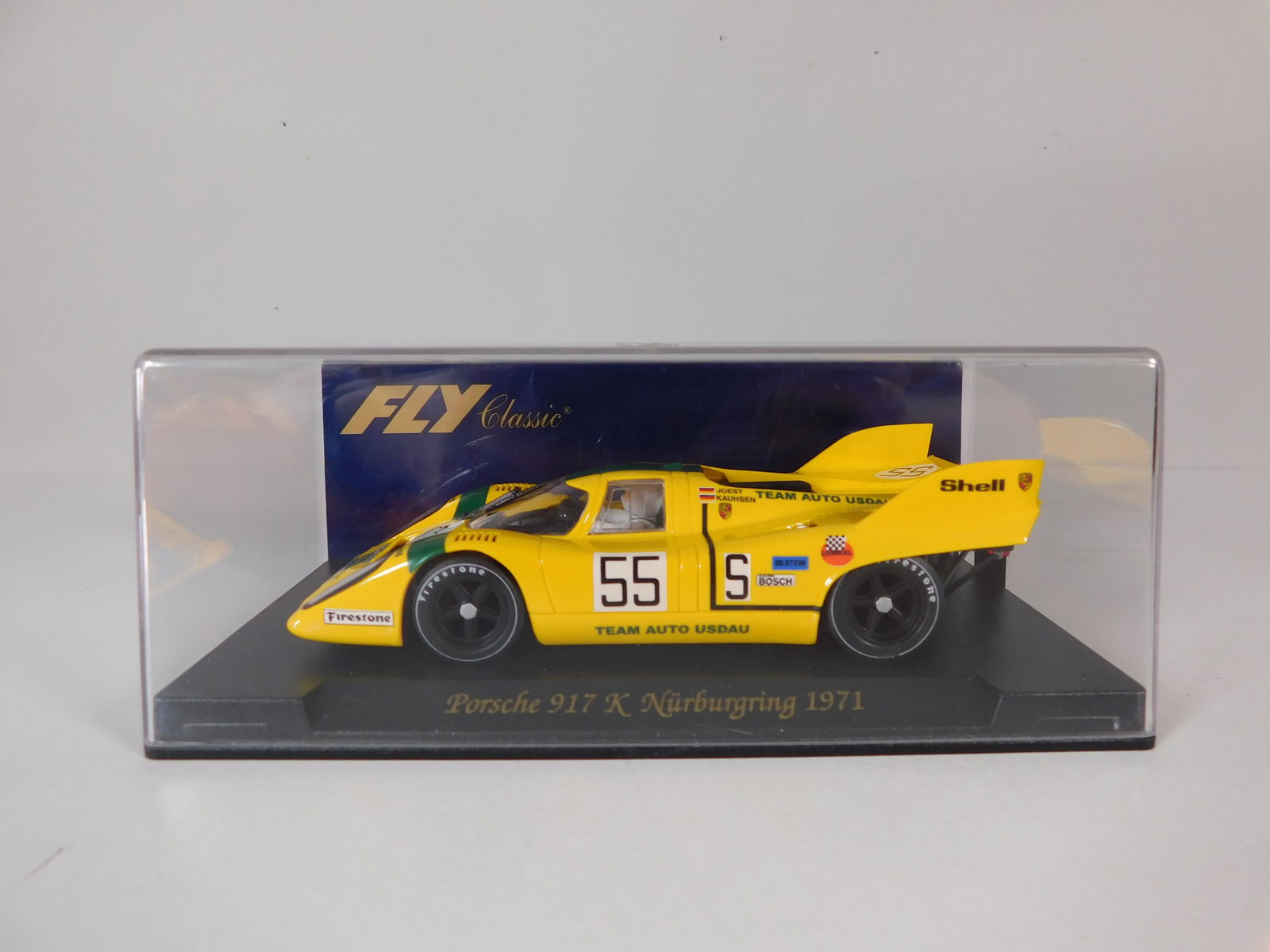 Fly Classic Porsche 917 K Nürburgring 1971 #55 1/32 Slot Car: Fly Classic Porsche 917 K Nürburgring 1971 #55 Shell 1/32 Slot Car. Reference #C58, with original case. Weight: 6.7 oz. *In-house Shipping Available*