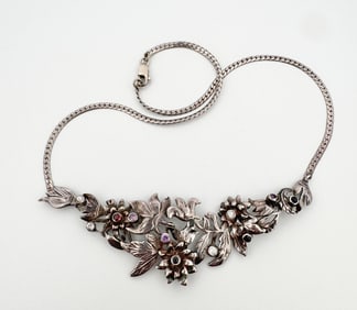 Silver Diamond & Gemstone Necklace