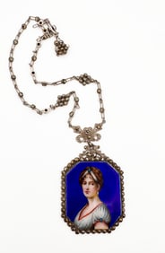 German Sterling Silver Portrait Necklace