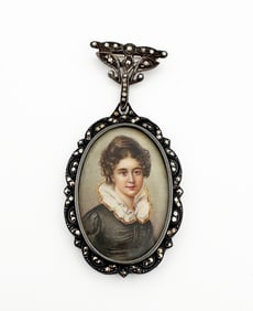 Silver Marcasite Portrait Pendant