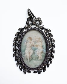 Antique Silver Miniature Painting Pendant