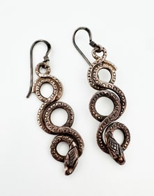 Silver Snake Earrings