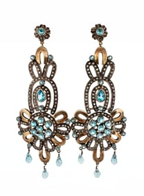 14k Gold & Silver Topaz Earrings