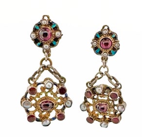 14k Gold & Silver Renaissance Revival Earrings