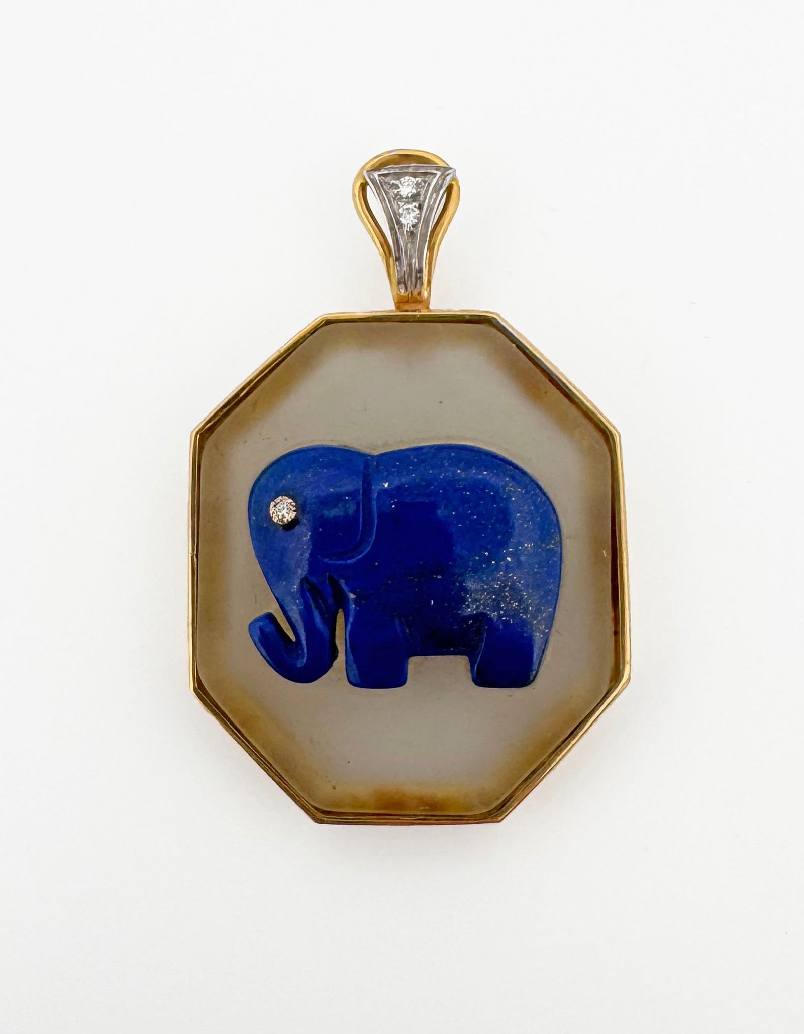 18k Lapis & Diamond Elephant Pendant (1 of 3)