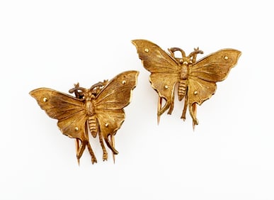 Pair of 18k Buccellati Moth Pins