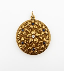 14k Diamond & Sapphire Locket