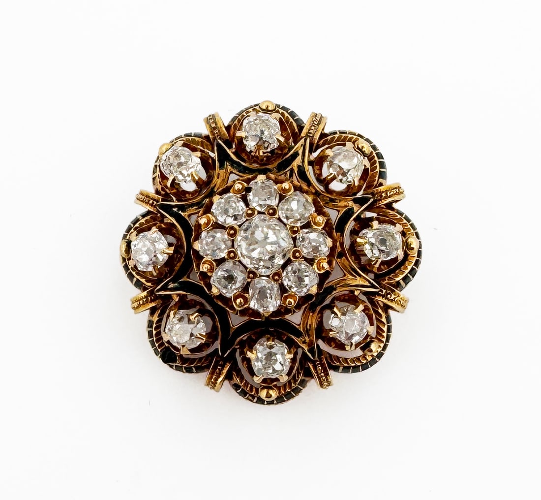 Antique Diamond Enamel Brooch/Pendant (1 of 3)