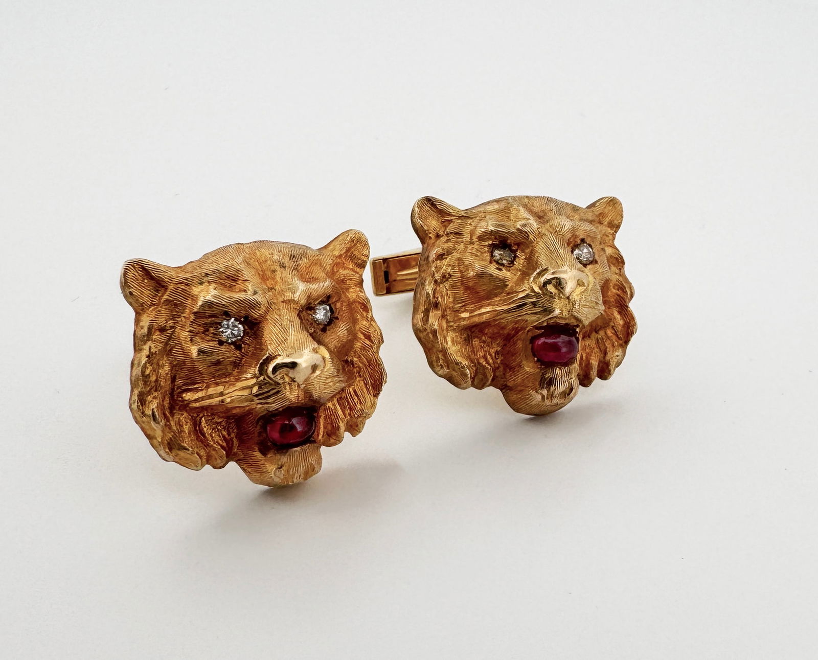 14k Diamond & Ruby Lion Cufflinks (1 of 3)