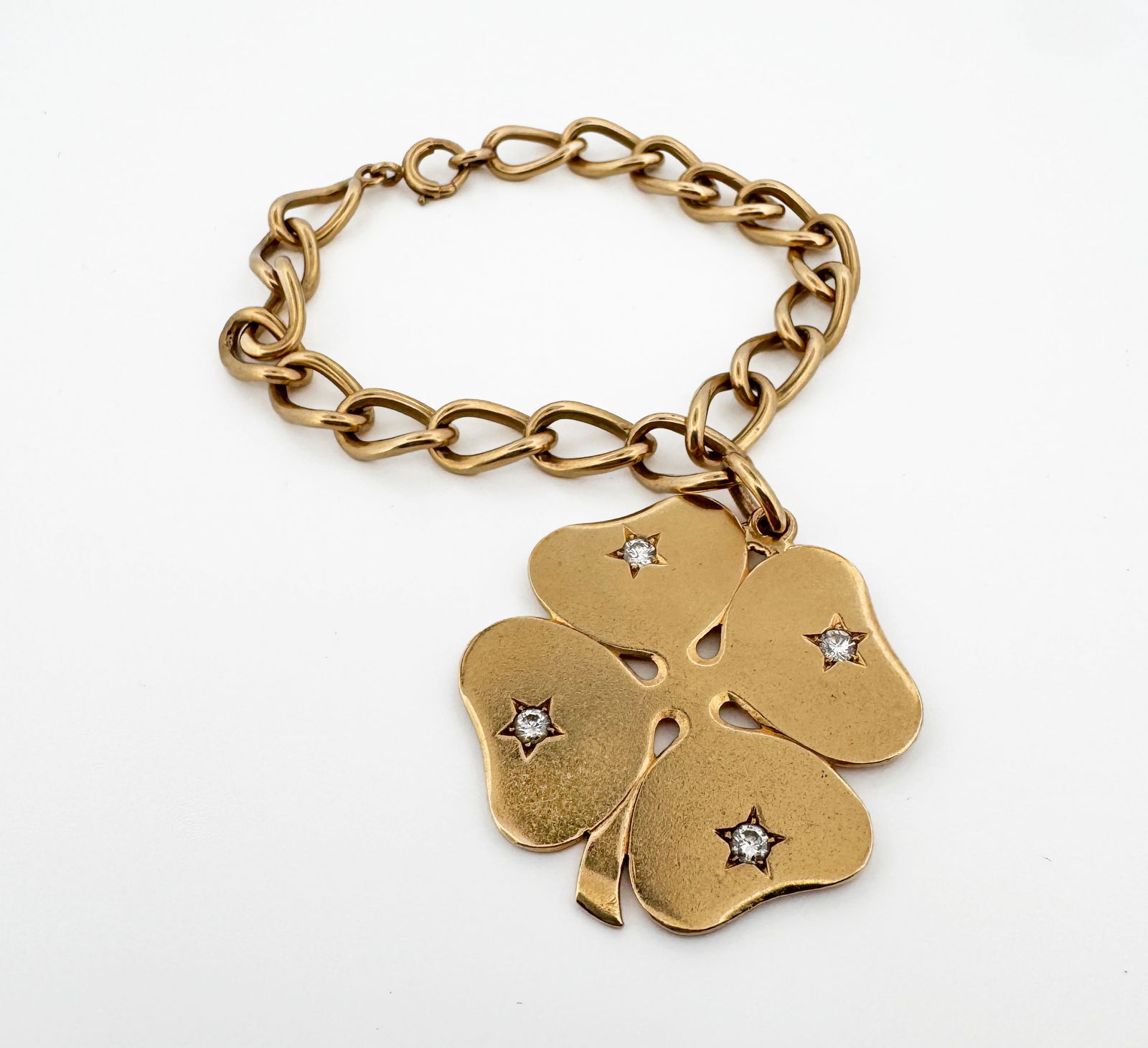 Cartier 14k Diamond Clover Charm Bracelet (1 of 2)