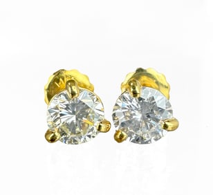 14k Martini Diamond Stud Earrings, 1.06ctw