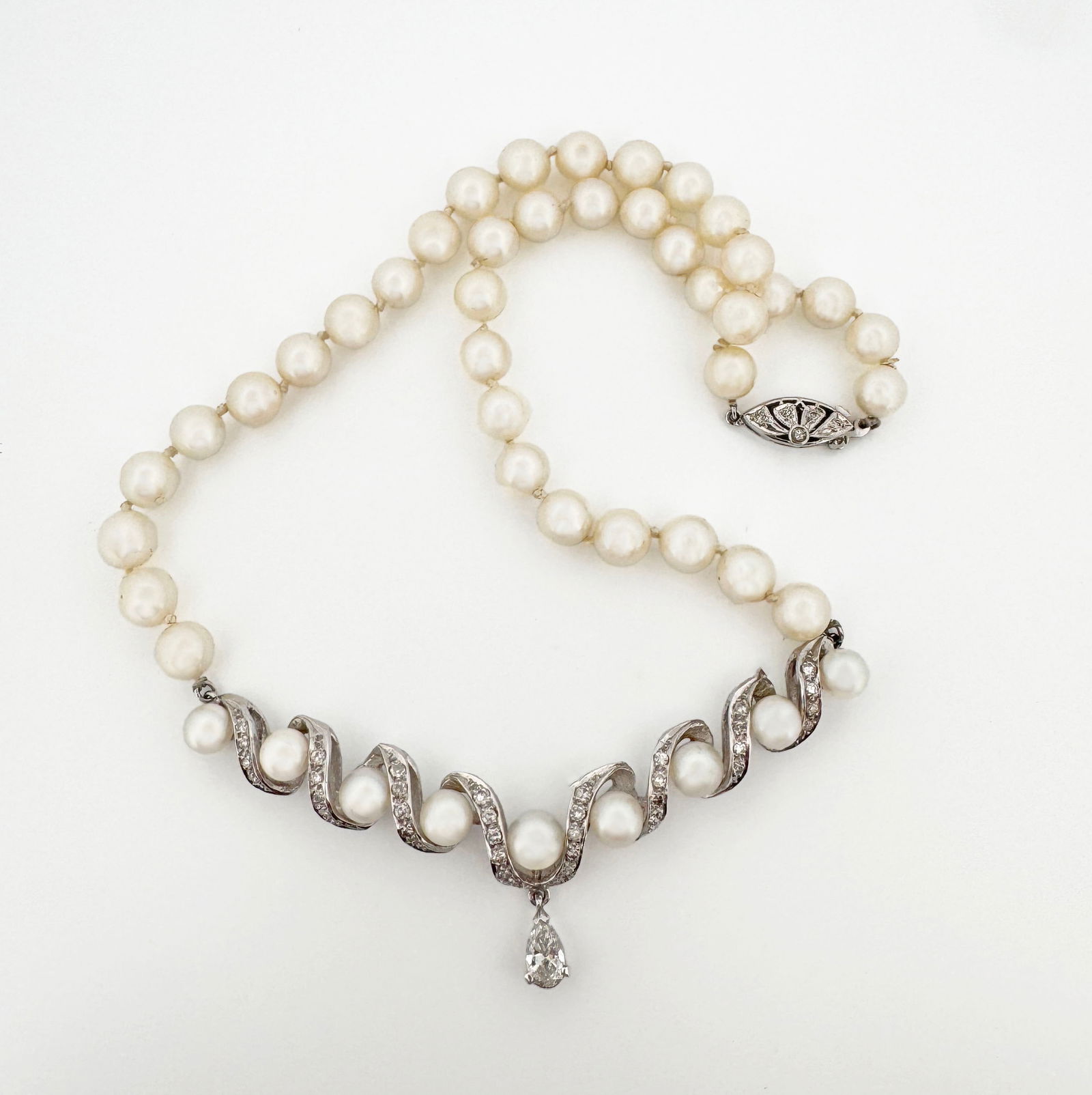 14k Pearl & Diamond Necklace (1 of 2)
