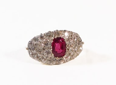 Art Deco 14k Ruby & Diamond Ring
