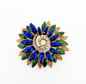 18k Diamond & Enamel Brooch