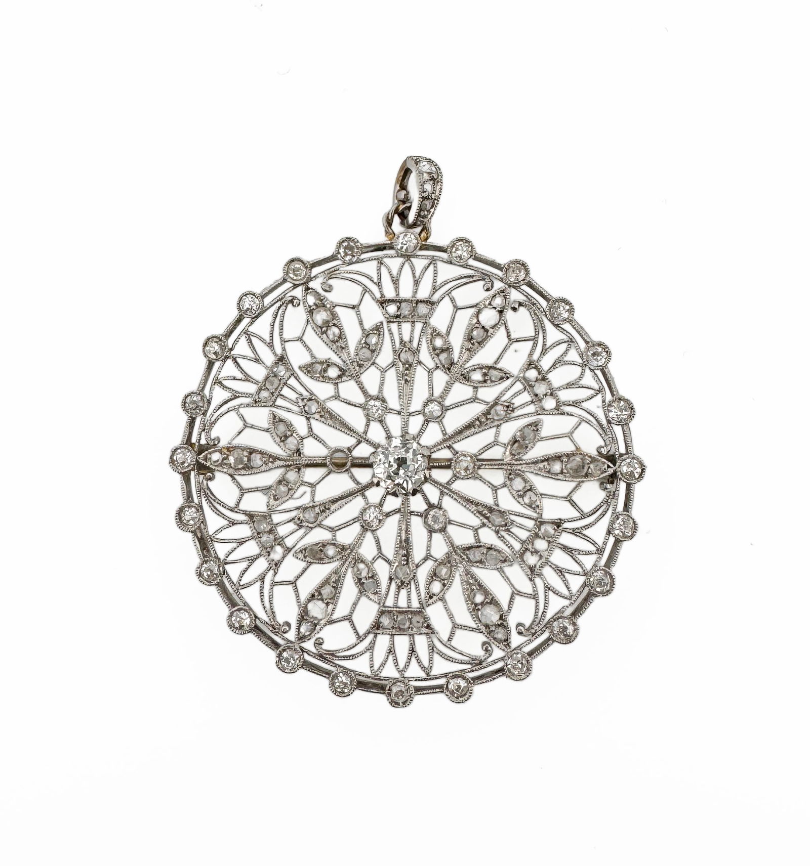 Antique Platinum  Diamond Pendant/Brooch (1 of 2)