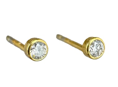 14k Bezel Set Diamond Studs, 0.12ctw