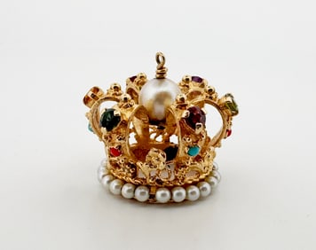 14k Gemstone Crown Charm