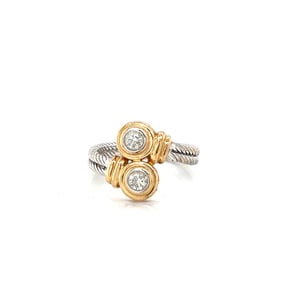 14k Gold Diamond Twist Bypass Ring