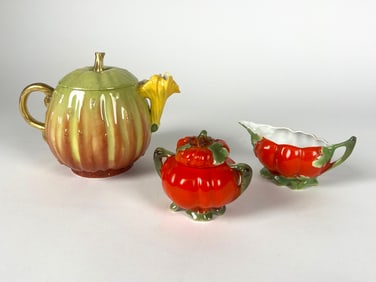 Vegetable Motif Porcelain Tea Group