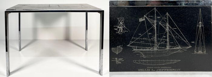 Isiah L. Jefferson Grand Banks Fisherman Slate & Chrome Table