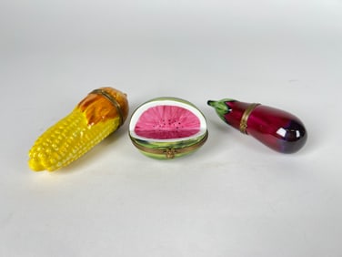 Three Tiffany & Co. Limoges France Hand-Painted Trinket Boxes