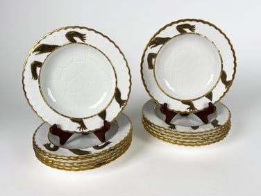 Set of 12 Moore Bros. Porcelain Turtle Soup Bowls