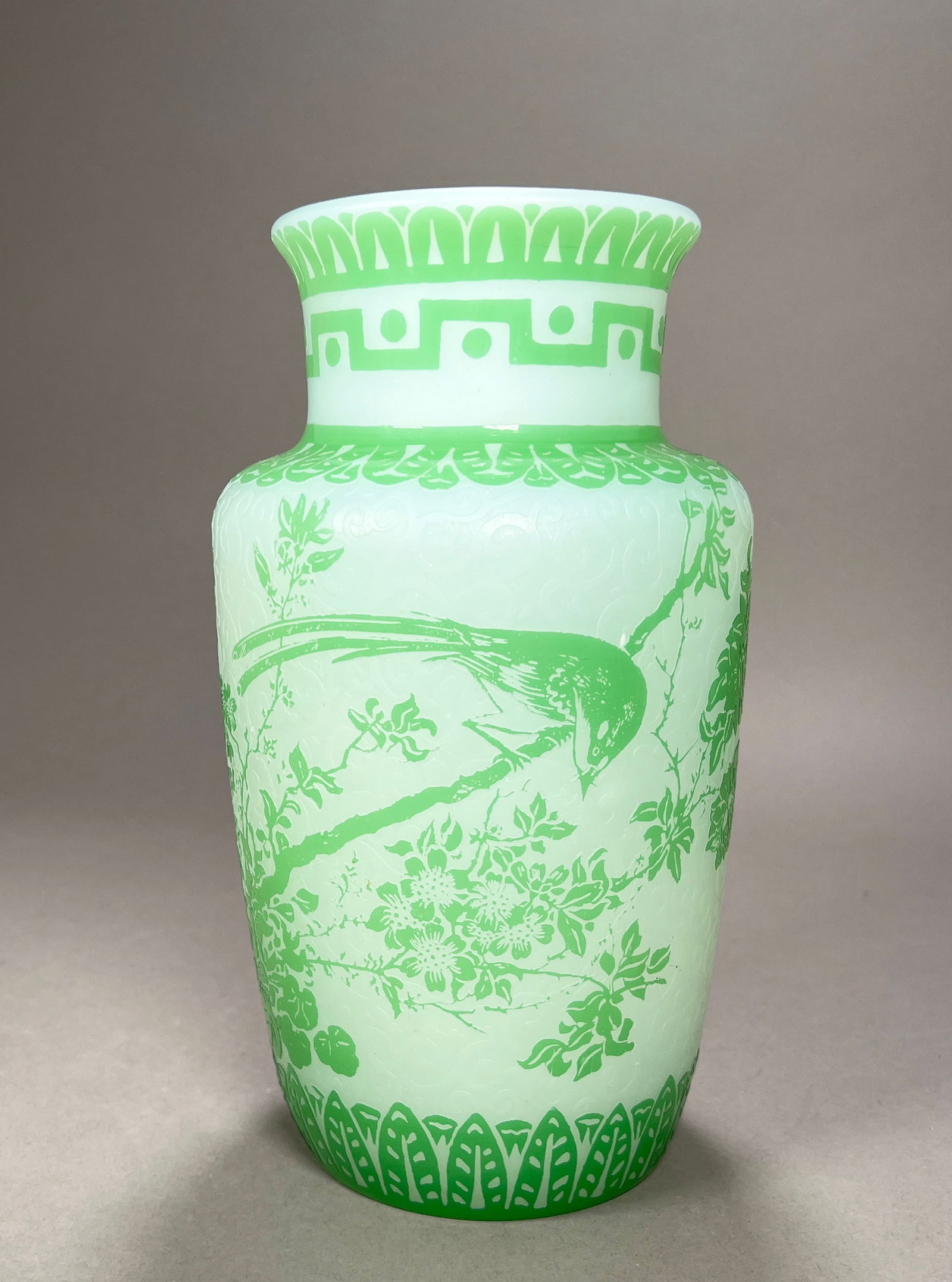 Steuben Jade Glass Acid Cut Vase (1 of 4)