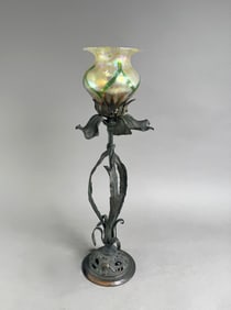 Art Nouveau Iridescent Glass Table Lamp