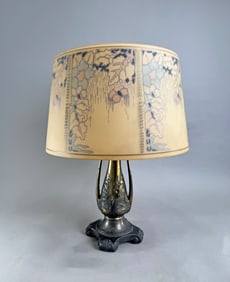 Reverse Painted Arts and Crafts Drum Lamp