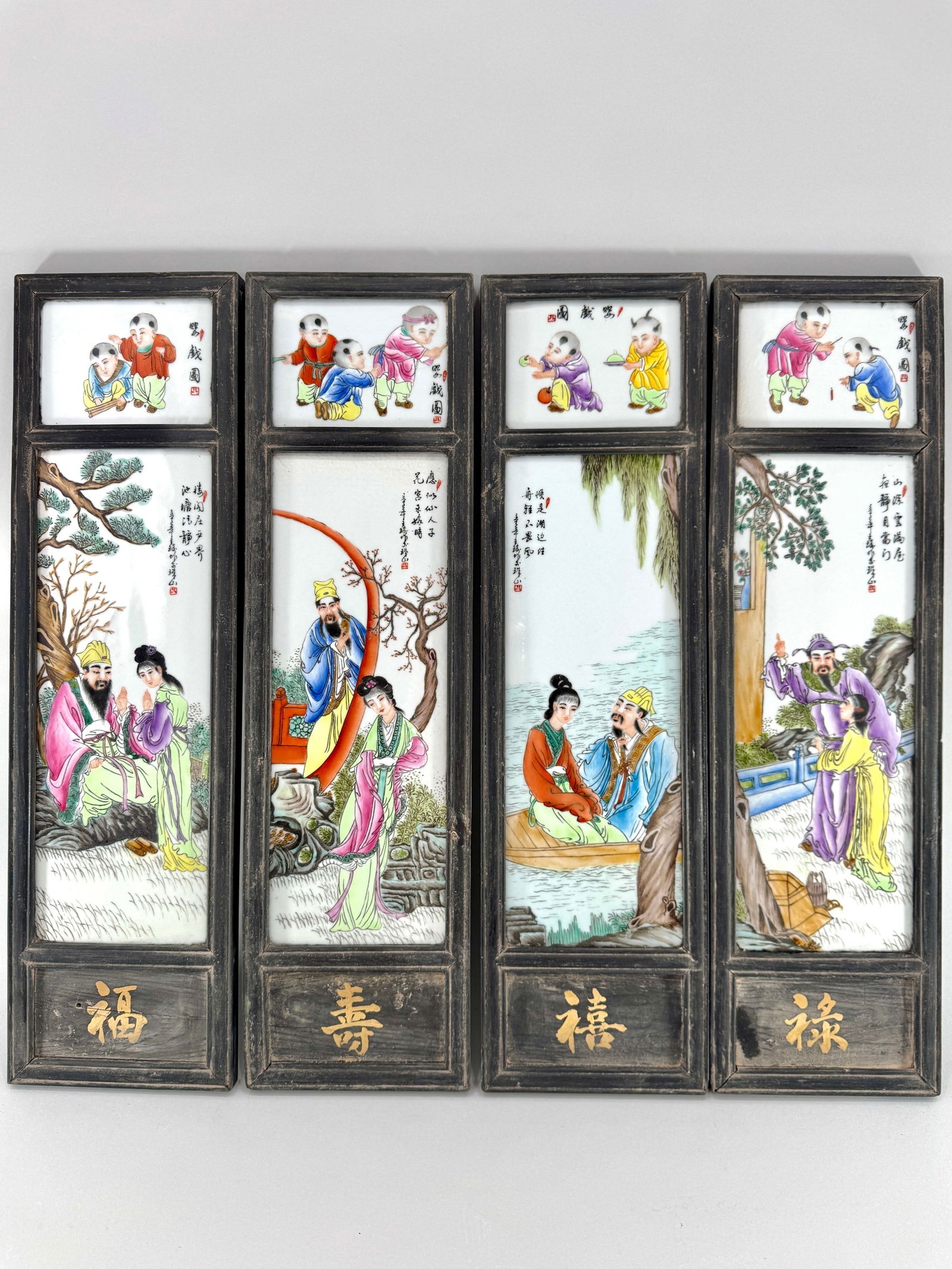 Four Chinese Hand Painted Porcelain Plaques (1 of 4)