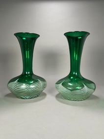 Pair of Green Glass Vases
