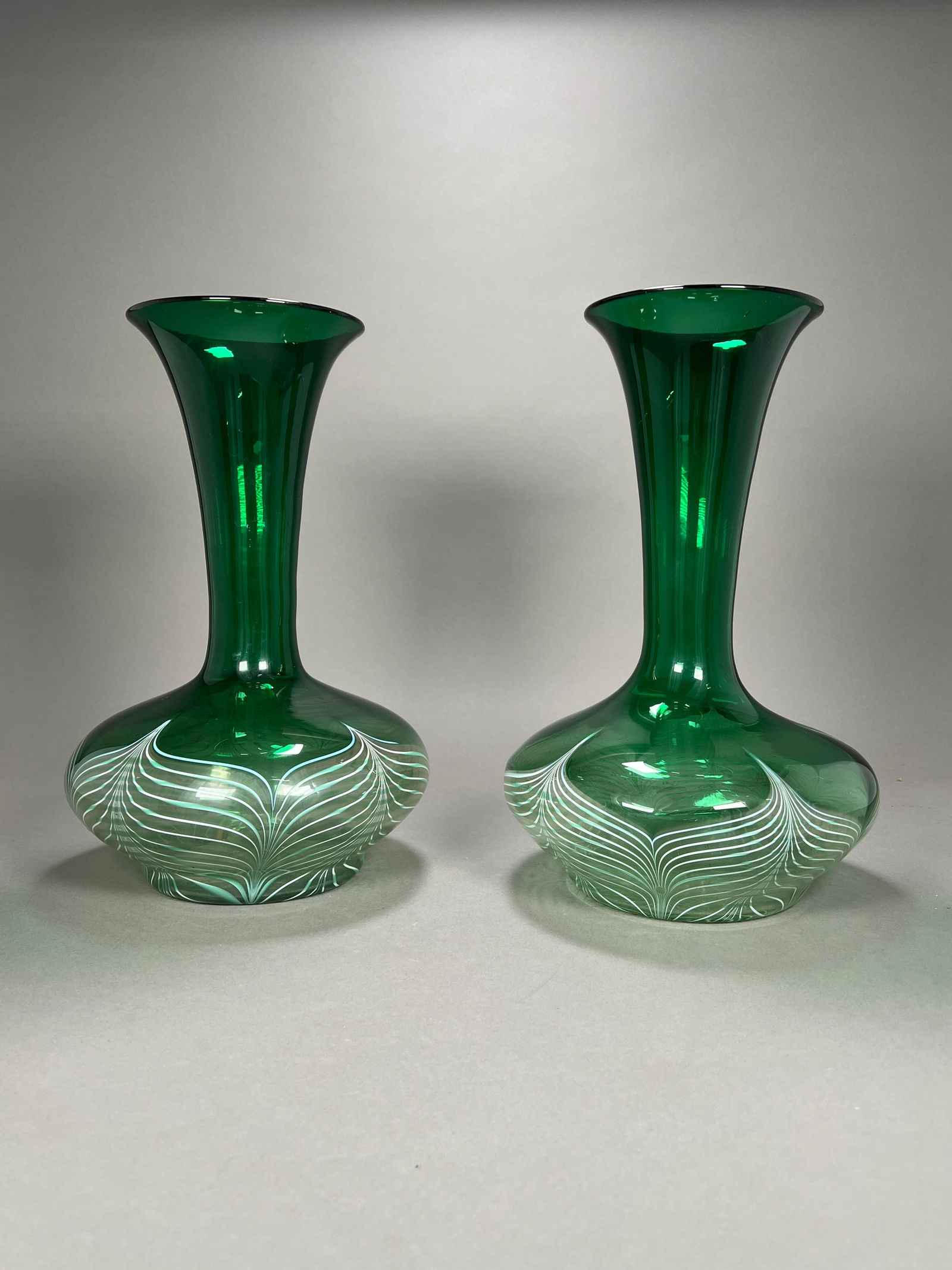 Pair of Green Glass Vases (1 of 7)